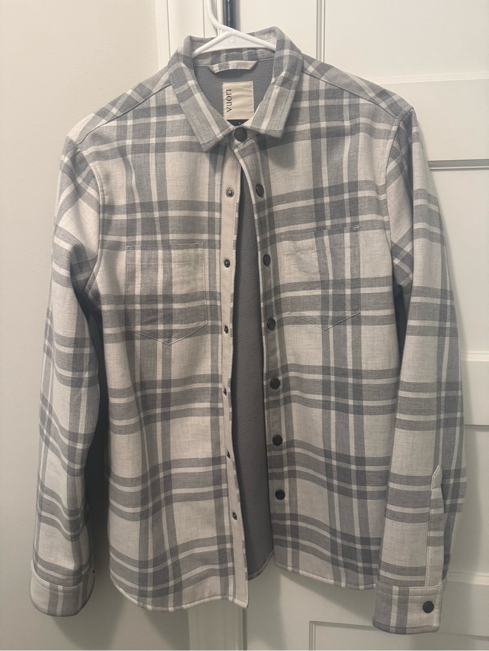 Men's Vuori Gray Plaid Button-Up Jacket Shirt